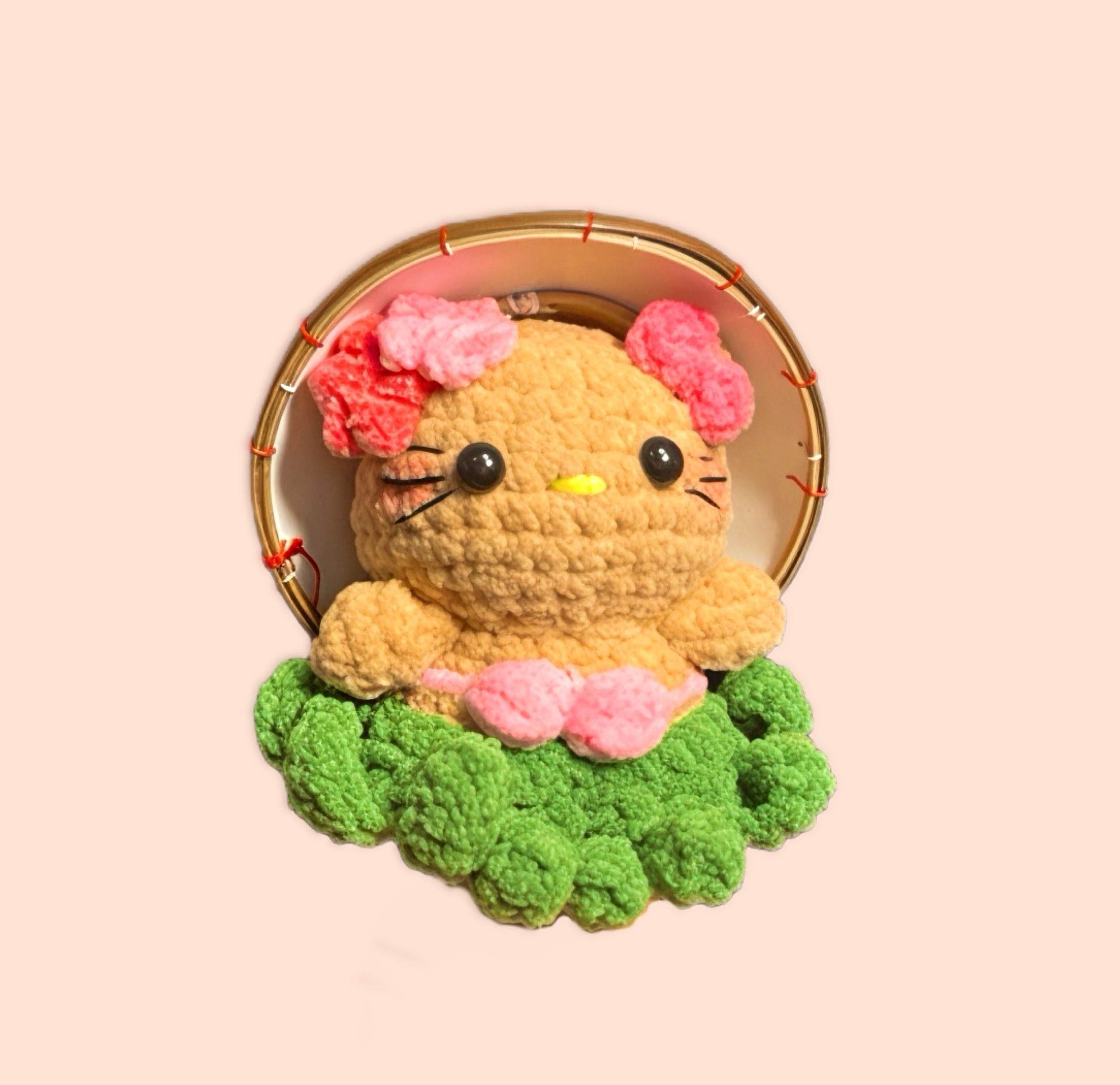 Hula Kitty with Straw Hat