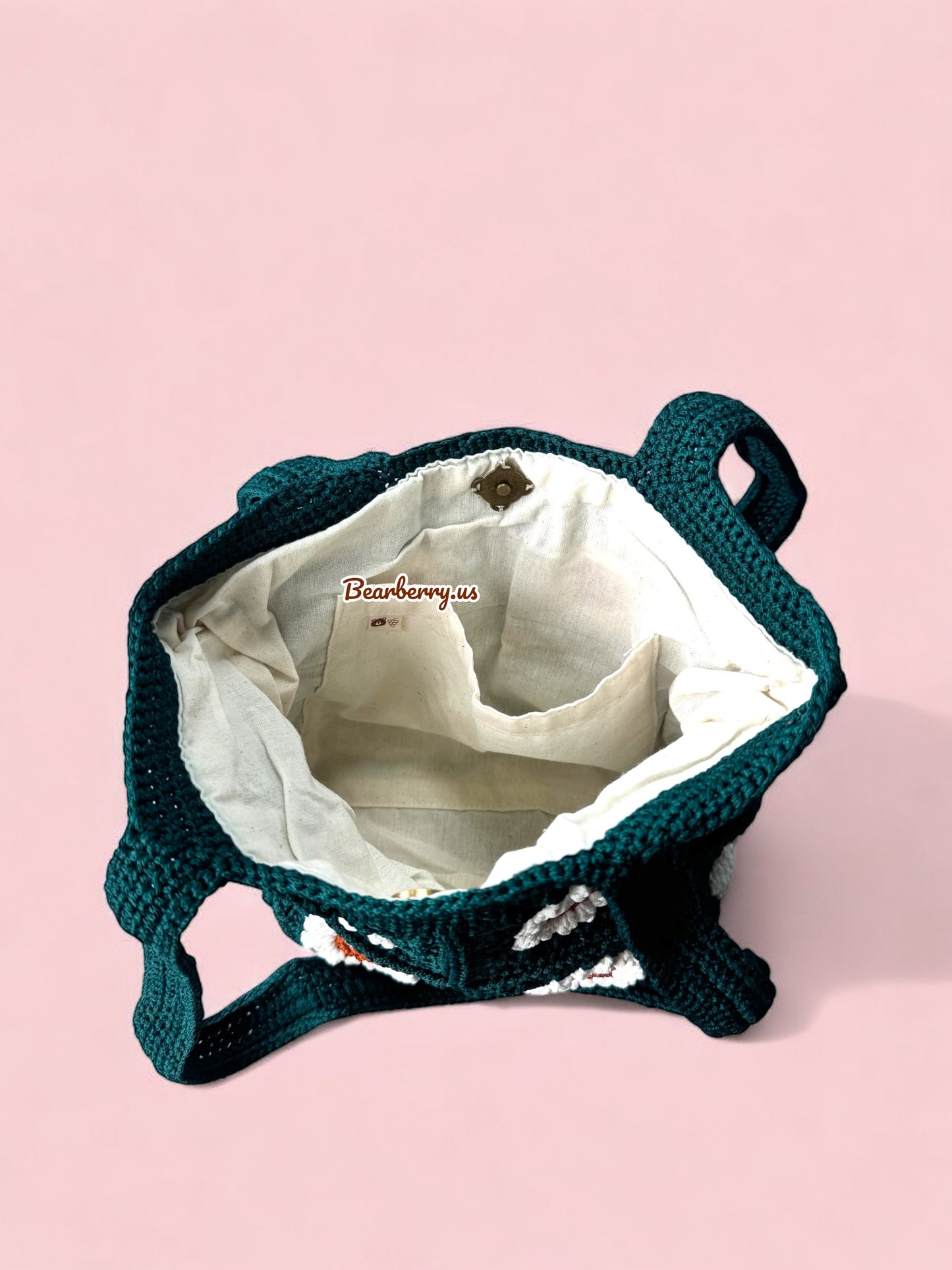 Dark Green - White Flower Bag