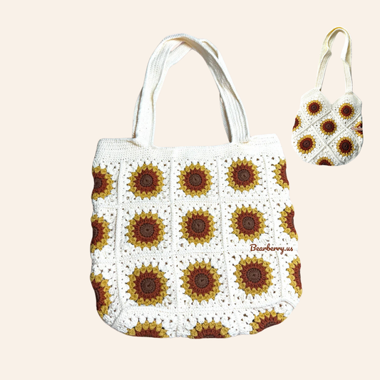 White Bag - Yellow Sunflower